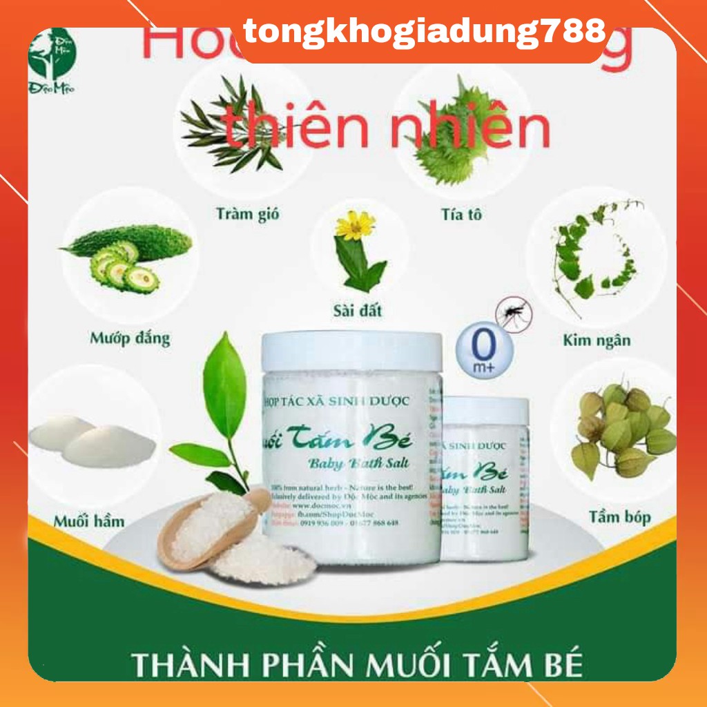 Muối tắm bé Độc Mộc 400G Muối Tắm  Bé Sinh Dược , TẮM RÔM SẨY, CỨT TRÂU, HĂM DA, MỒ HÔI TRỘM