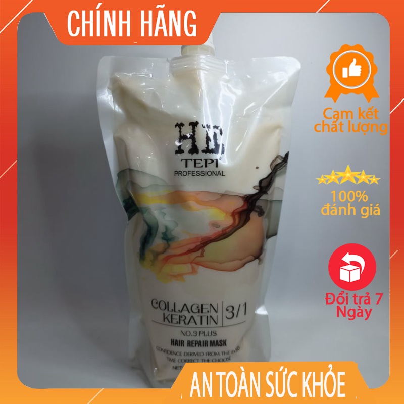 Kem hấp dầu He Tepi Collagen Keratin 3 in 1 hồi sinh tóc nát 1000ml