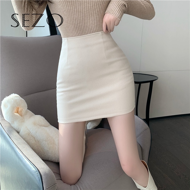 QKOOLE  Chân váy lưng cao phong cách Hàn Quốc quyến rũ cho nữ