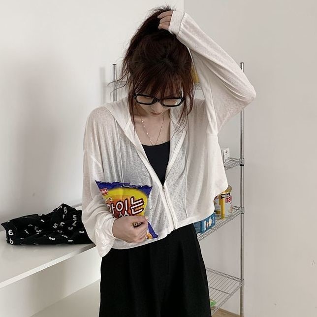 Áo Khoác Nữ Có Nón và Dây Kéo Aimeehouse Áo Cardigan Mỏng Thoáng Mát Thời Trang Mùa Hè Mới