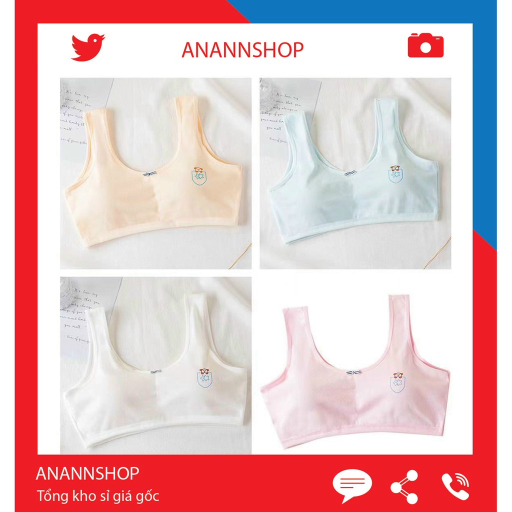 Áo Lót Học Sinh - Áo Ngực Bra Chất Cotton Đẹp Học Sinh Hình Gấu Dễ Thương Size 30-50kg 330