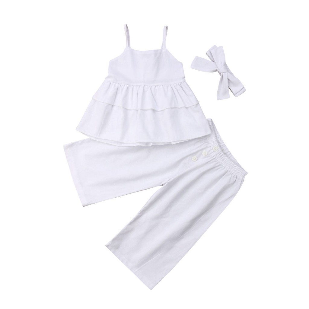 Set áo hai dây và quần dài thiết kế đơn giản xinh xắn dành cho bé gái