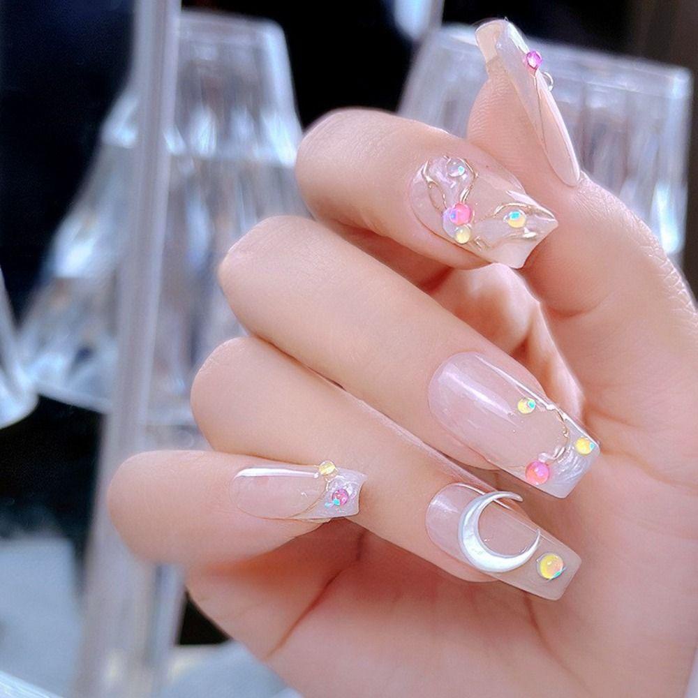 Phụ Kiện Trang Trí Móng Tay Hình Vỏ Sò / Mặt Trăng 3D Lấp Lánh|Phụ Kiện Trang Trí Móng Tay Xinh Xắn