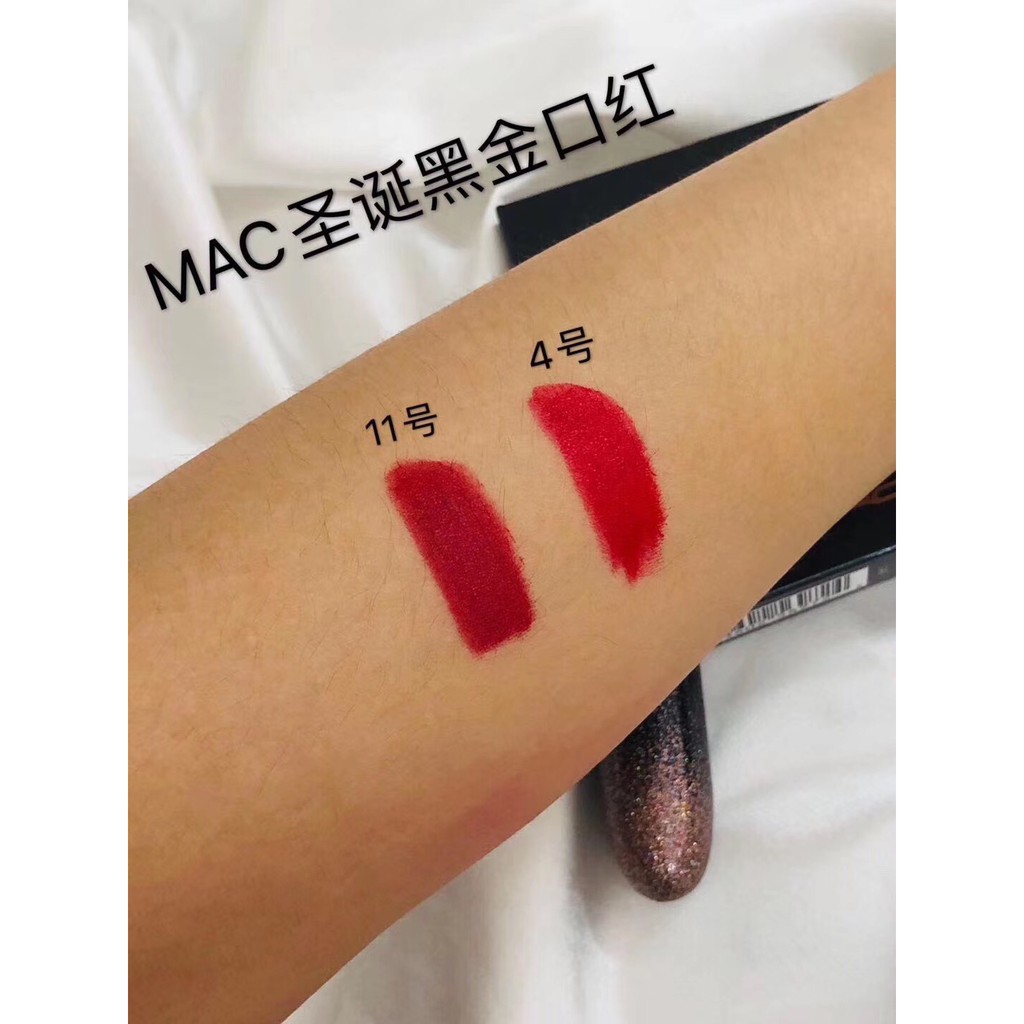 (Hàng Mới Về) Son Môi Màu Đen Thiết Kế Vỏ Màu Vàng Đen Sang Trọng Mac