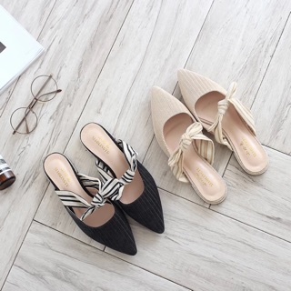 ( Order ) Giày sục mũi nhọn quai nơ