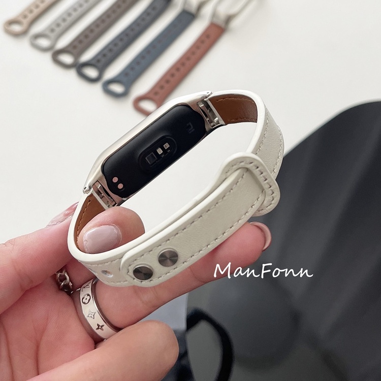 Dây đeo bằng da thời trang cho vòng đeo tay Xiaomi Mi Band 6 5 4 3 Mi Band 5