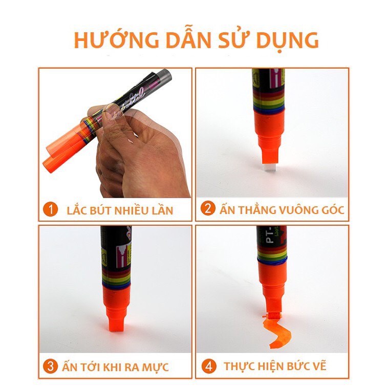 Hộp 8 bút Huỳnh quang viết bảng menu quảng cáo, bảng đèn led viết tay, bảng dạ quang