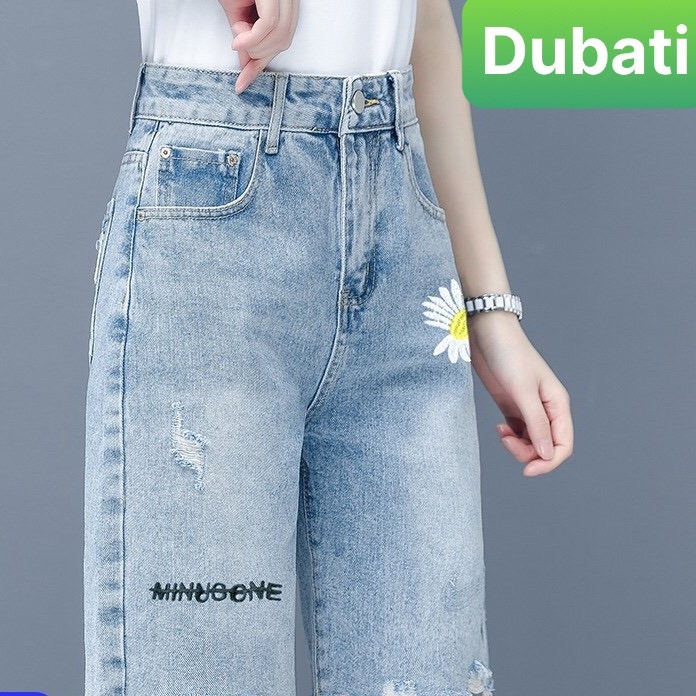 QUẦN SHORT SỌT JEAN LỬNG KIỂU NGỐ NỮ CHẤT BÒ XANH HOA CÚC ULZZANG NHẬT BẢN LƯNG CAO NÂNG MÔNG- DB-230 - DUBATI FASHION