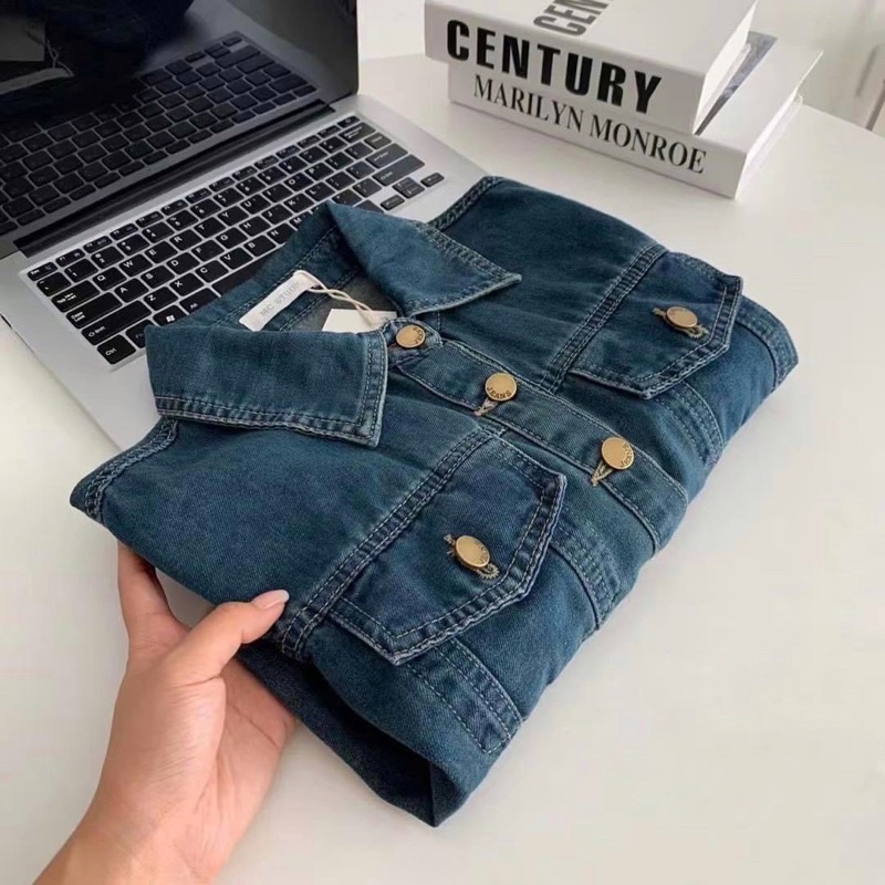 Áo Jean Denim Quảng Châu Form Ngắn (Hình thật) hàng loại 1, Áo Khoác Denim Croptop