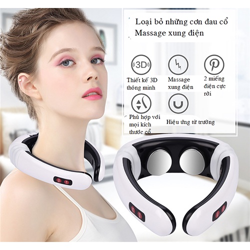 Máy Massage Cổ Vai Gáy 3D chữ C, rung từ trường và xung điện, giảm đau hiệu quả, thích hợp dùng mọi nơi