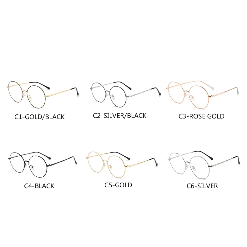 Mắt kính gọng tròn bằng kim loại phong cách cổ điển thời trang