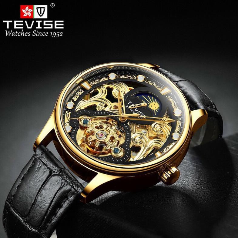 (Siêu Sale) Đồng hồ nam cơ cao cấp chính hãng tevise t820d dây da (tặng kèm hộp) | BigBuy360 - bigbuy360.vn