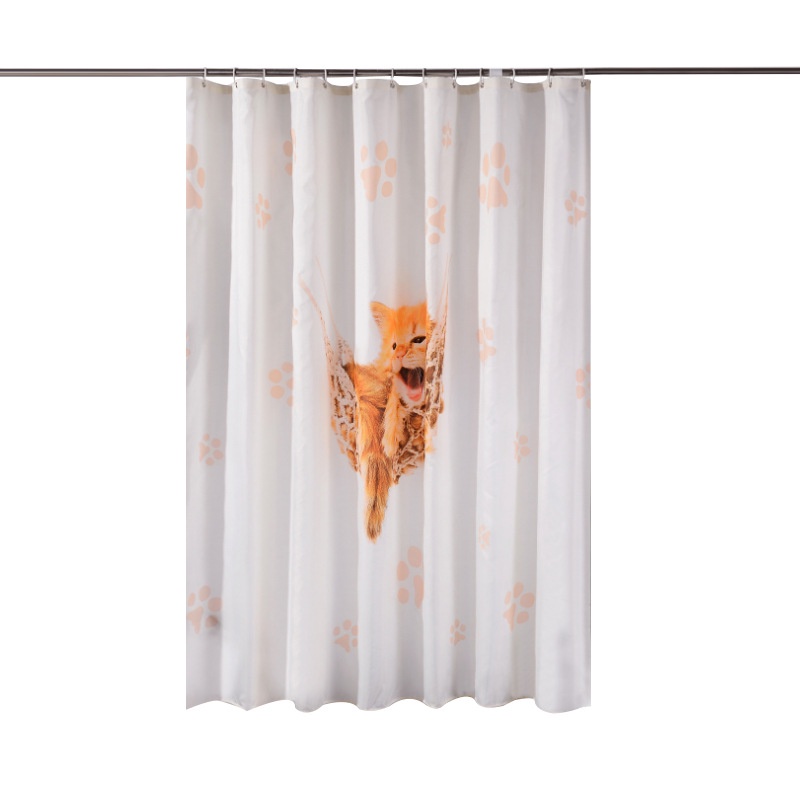 Printed bath polyester fabric waterproof shower curtain