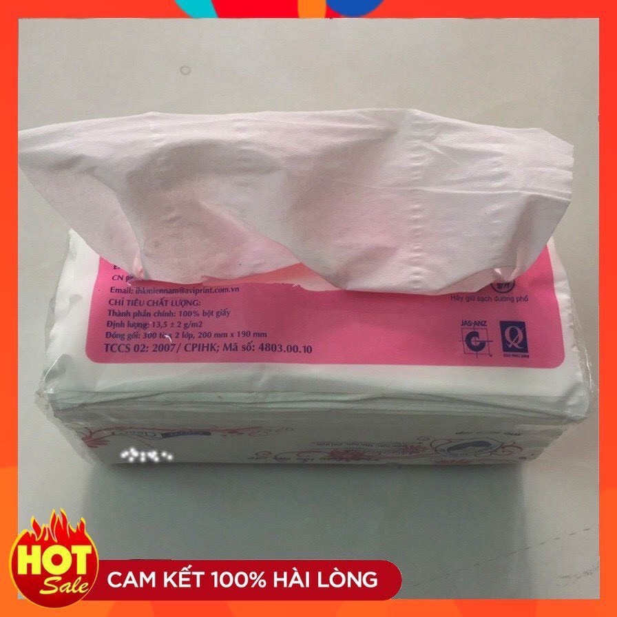 [1 Gói Đủ Cân] Khăn Giấy Rút Việt Nam Giấy Ăn Cao Cấp 300 Tờ 3 Lớp Siêu Dai Mịn Bịch To