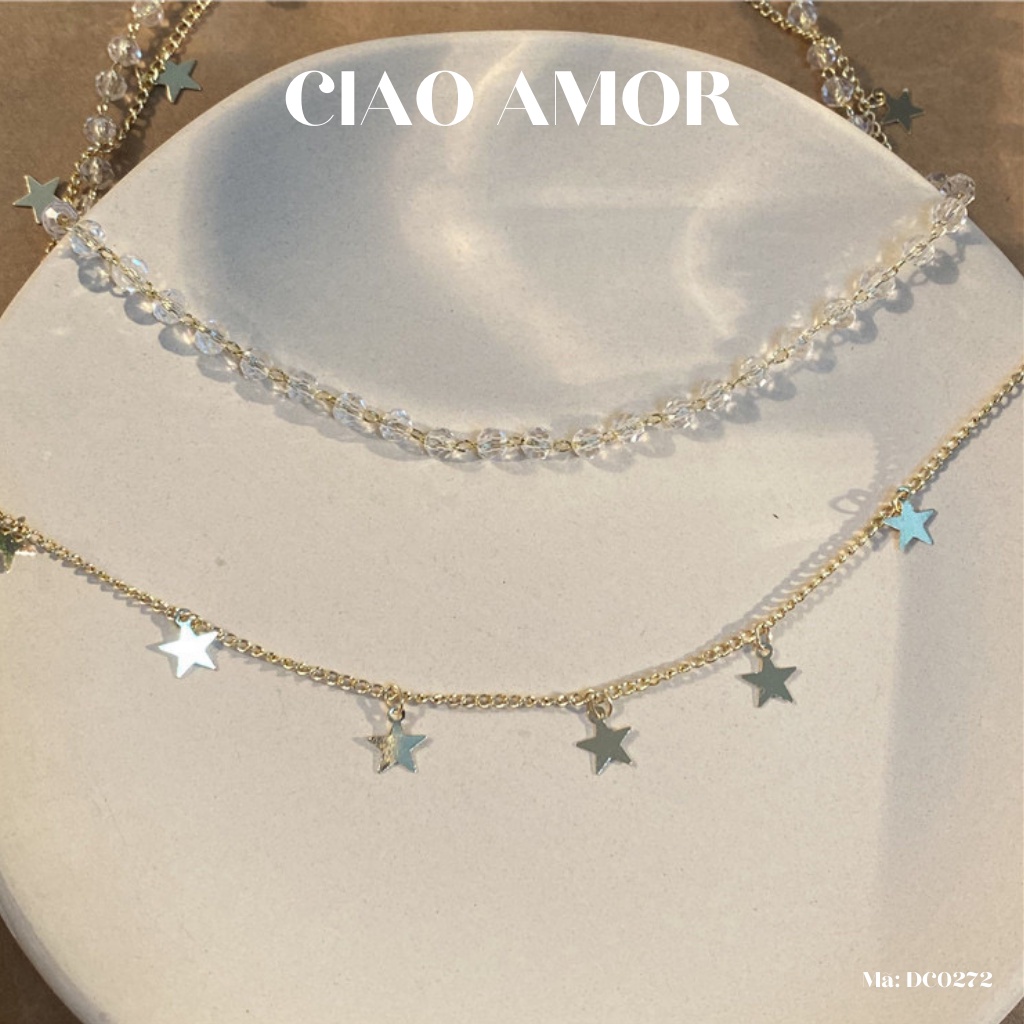 Dây chuyền nữ, Vòng cổ nữ 2 dây lấp lánh ngôi sao dự tiệc Trang sức Ciao Amor - DC0272