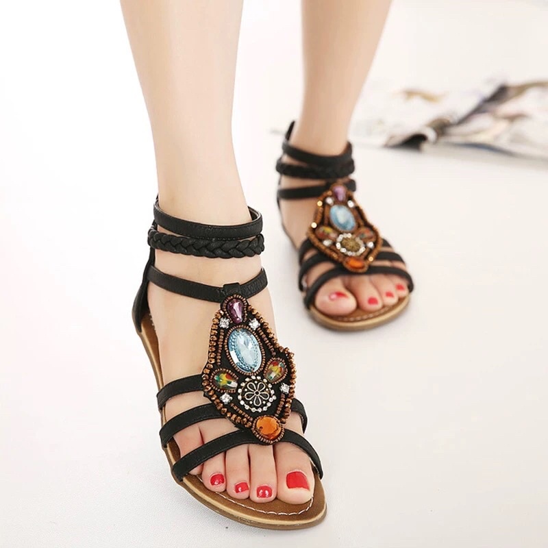 Dép quai nữ phong cách Bohemian đính cườm