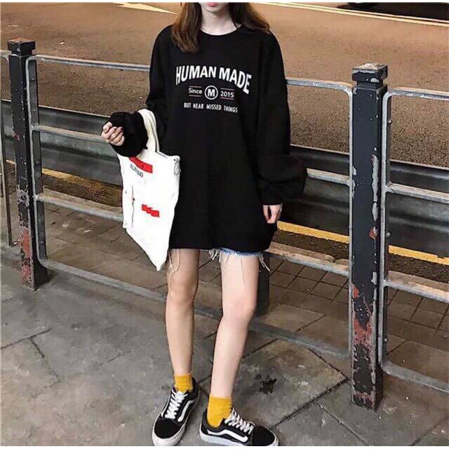 Áo nỉ dài tay sweater HUMAN MADE Nam Nữ Form áo rộng rãi từ 40-75kg Oversize UNISEX | BigBuy360 - bigbuy360.vn