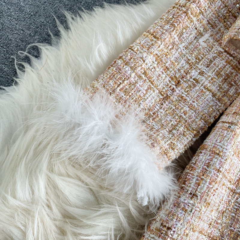 🌸Hàng Order🌸 Sét Váy Dạ 2 Dây Viền Lông Kèm Áo Khoác Dạ Sang Trọng Thanh Lịch🌸Hàng Quảng Châu