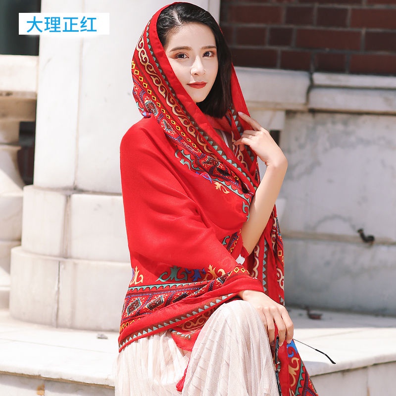 [Trang Sức Đẹp] Khăn Choàng Tua Rua Vải Cotton Lanh Chống Nắng Chống Nắng Đi Biển Thời Trang Đi Biển Mùa Hè Cho Nữ
