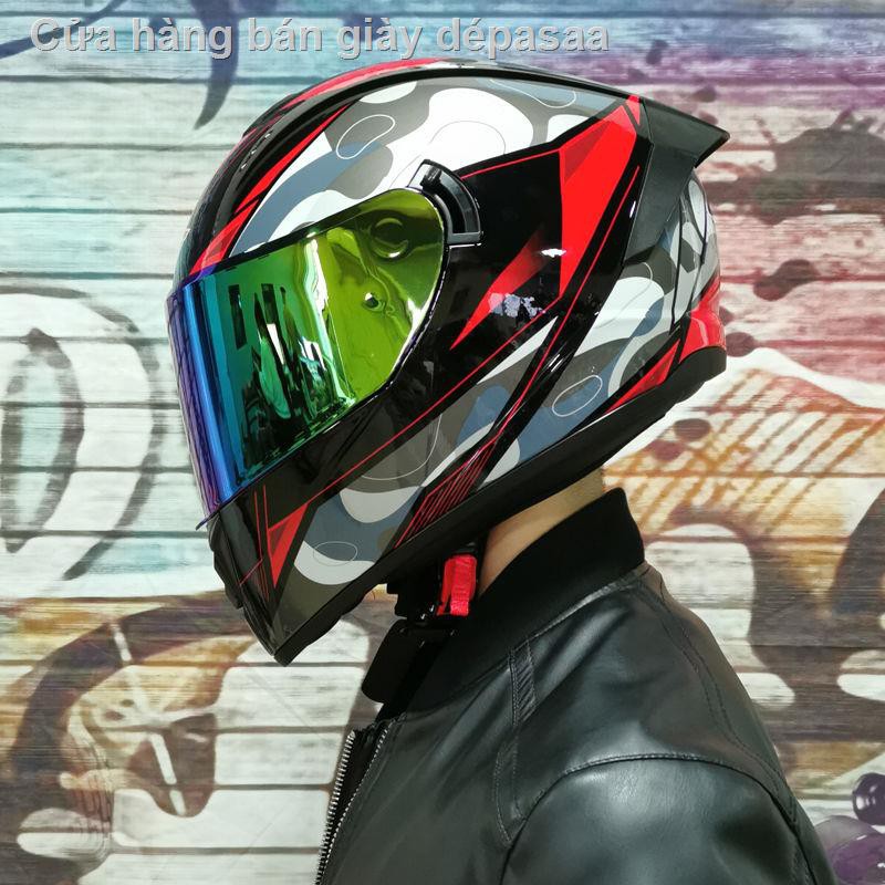 Mũ bảo hiểm xe máy điện nam nữ full face thể thao đua mùa hè ống kính kép cá tính Bluetooth bốn LVS