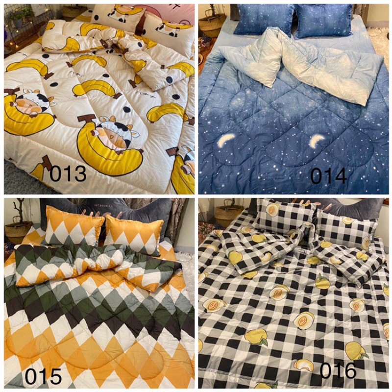 Trọn bộ 5 món ga gối chăn phao Poly Cotton có ruột bông dày loại 1 mẫu mới 2021 ( nhắn chọn mẫu ) | BigBuy360 - bigbuy360.vn