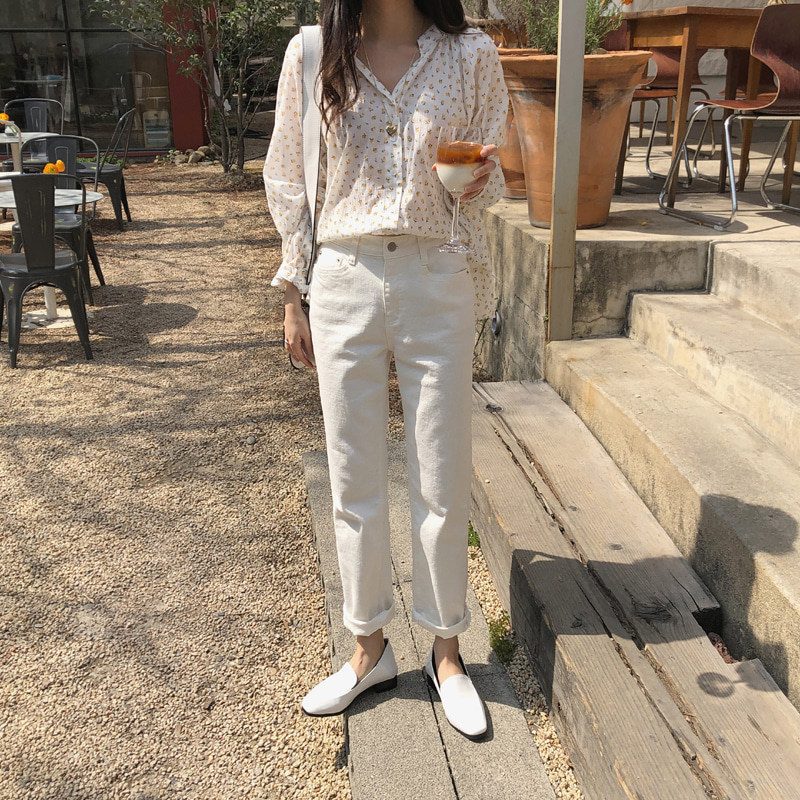 Áo sơ mi nữ tay dài dáng rộng in họa tiết hoa lá thời trang Hàn Quốc