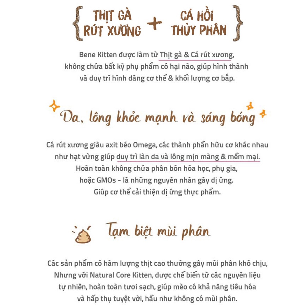 Hạt Natural Core C1 Bene Kitten cho mèo con dưới 12 tháng tuổi