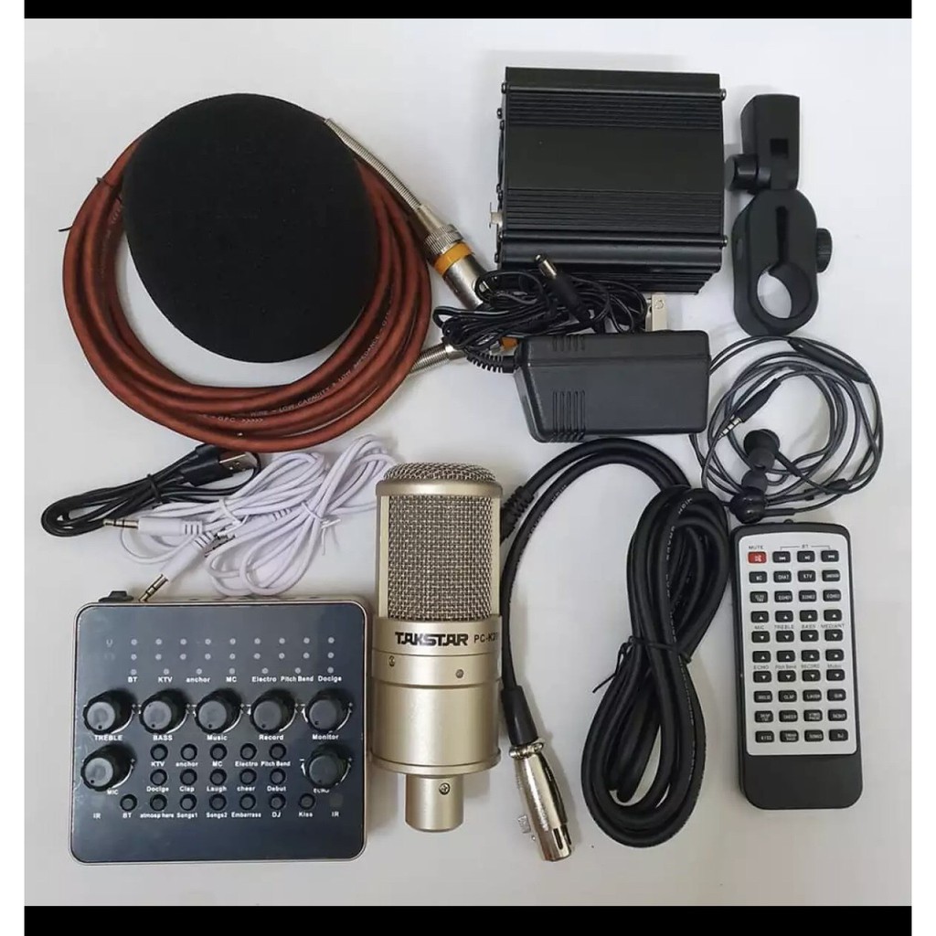 Bộ combo míc thu âm livestream micro takstar k200 sound card v10 nguồn 48v tặng tai nghe BH 6 tháng 1 đổi 1