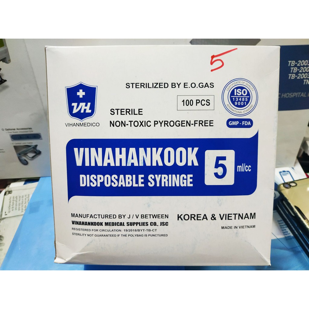 (bơm) Kim tiêm sử dụng 1 lần Vinahankook 5ml/cc hộp 100 chiếc