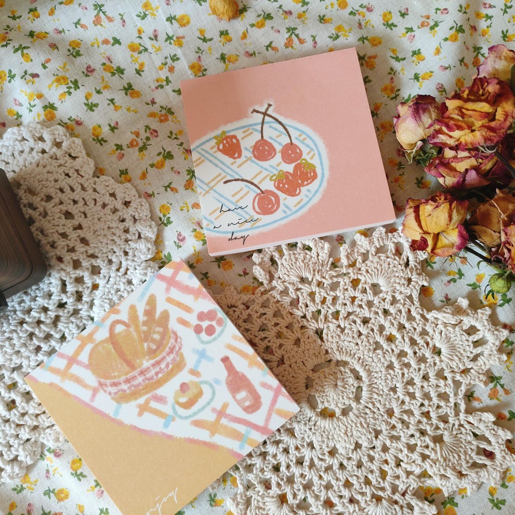 Giấy Note Vintage 💖 Set 4 Mẫu 100 Tờ Ghi Chú FLOWERS IN THE WILD Trang Trí Bàn Học Sổ Planner Bullet Journal Hàn Quốc