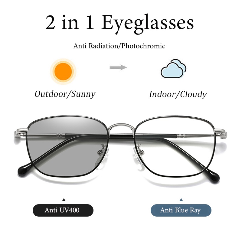 Kính mắt CHARMRAY photochromic hình bầu dục chống bức xạ máy tính/ lọc ánh sáng xanh thiết kế 2 trong 1