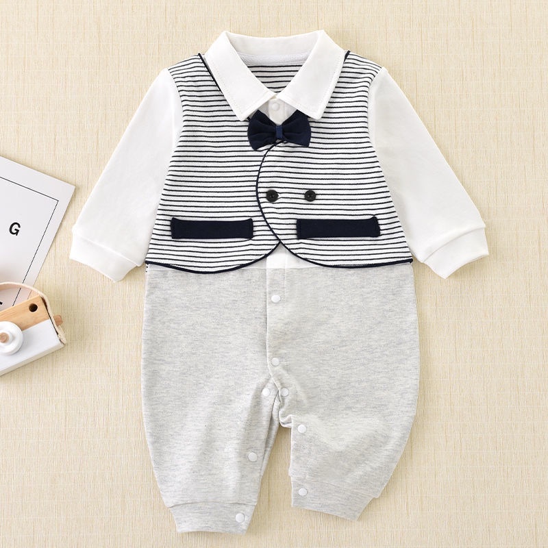 Áo Liền Quần Dài Tay Phong Cách Anh Quốc Mới Cho Bé Trai