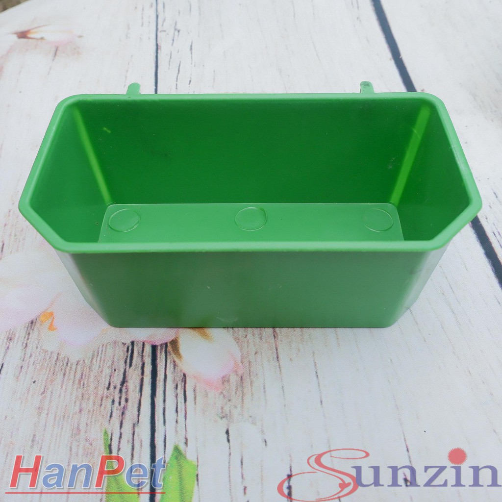 HN-(Bộ 2 chiếc) Máng ăn uống gia cầm hình vuông dạng treo chuồng lồng- (15x7x5cm) Máng ăn gà