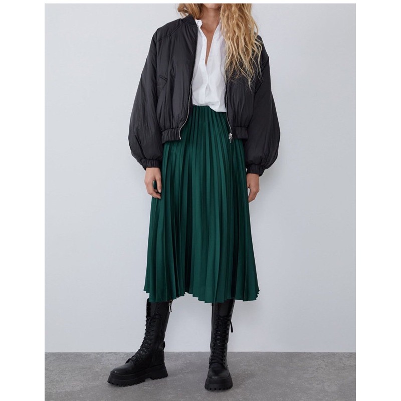 (sẳn) chân váy màu xanh rêu đậm (pleated skirt) | BigBuy360 - bigbuy360.vn