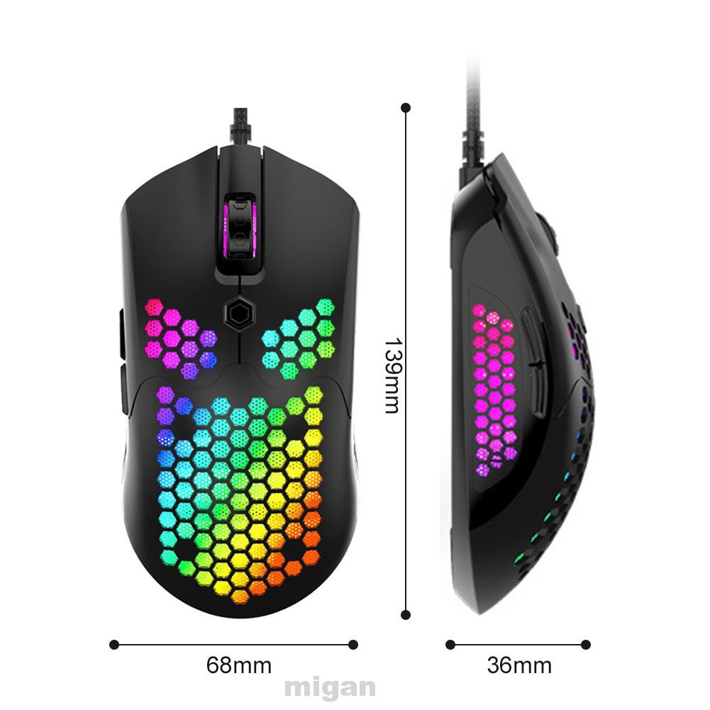 Honeycomb Shape USB Port Home Office Electronic Sports Computer Accessory Colorful Lighting Hollowed Out Game Mouse