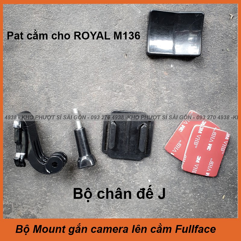 Bộ Pat gắn camera hành trình lên cằm nón bảo hiểm Fullface Royal m136 loại tốt - Mount gắn cằm Fullface cằm nhọn