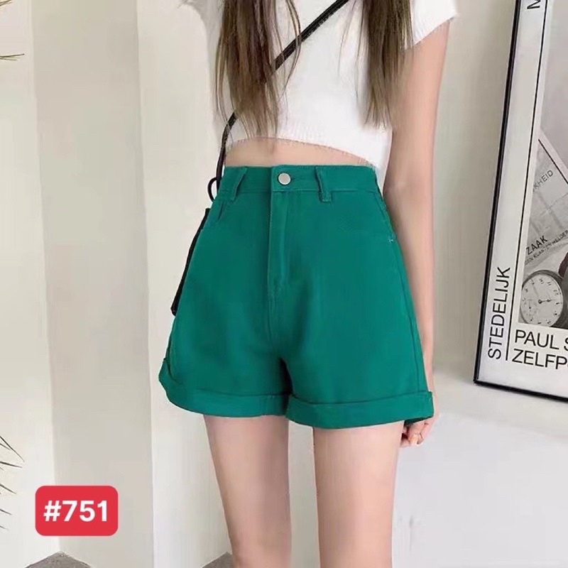 Xả hàng - Quần short bò trơn gập gấu, Quần đùi jean trơn đơn giản QS751 - NhiNhi Shop