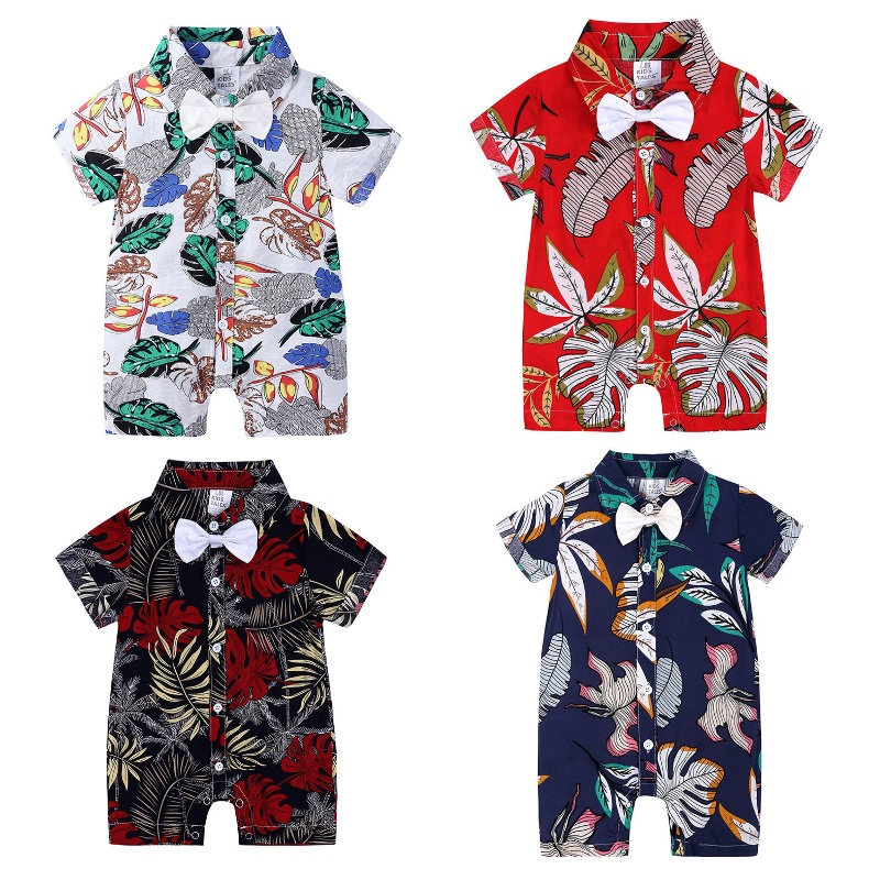 Jumpsuit Tay Ngắn Với Cổ Áo Polo Được Làm Từ Chất Liệu Cotton Dùng Cho Bé Trai Từ 9-24 Tháng Tuổi