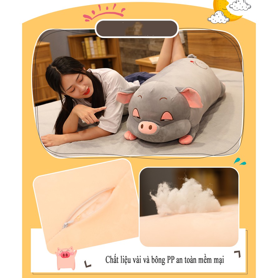 Bộ chăn gối 3 trong 1 hình heo lười dễ thương