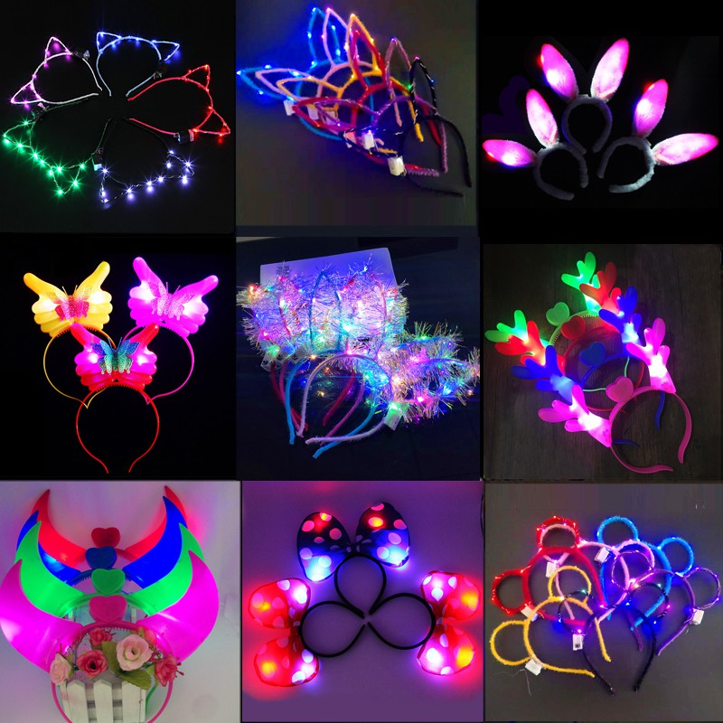 Hoa Cài Đầu Tai Thỏ Tai Mèo Có Đèn Led Đáng Yêu