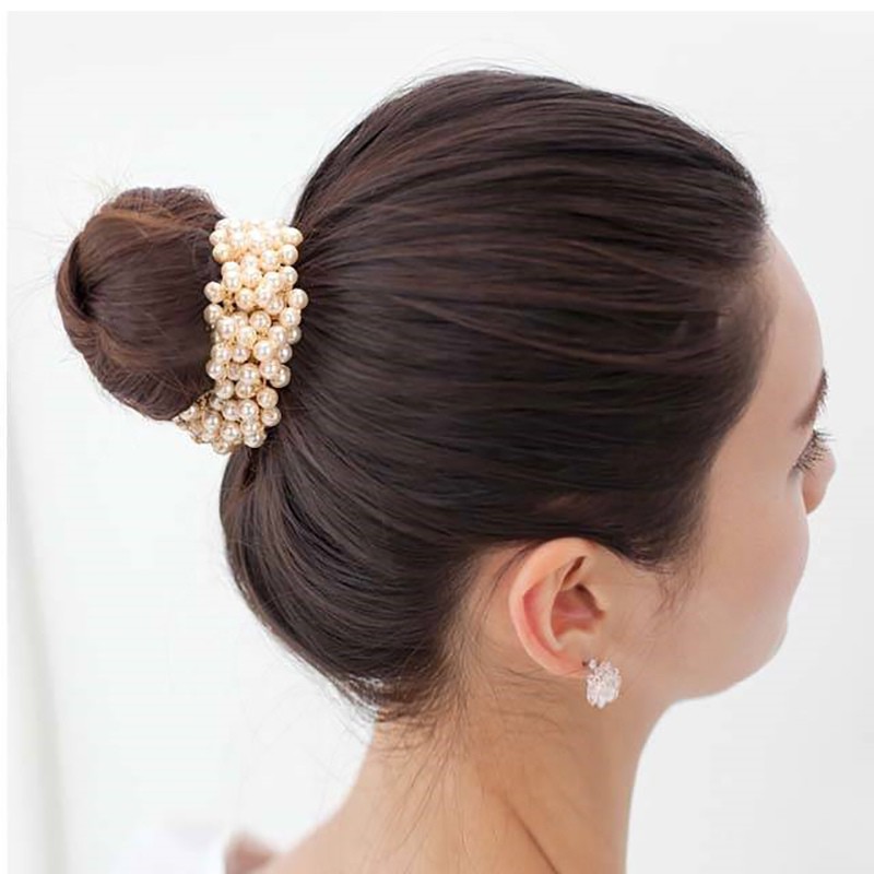 Women Girl Multi-layer Elastic Pearl Ponytail Holder
