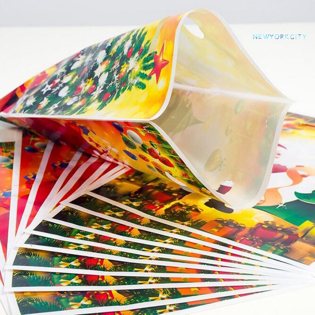 Set 10 Túi Đựng Kẹo Bằng PVC In Họa Tiết Phong Cách Giáng Sinh