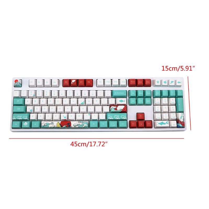 zzz* 5 Sides Dye-Sublimation 109 Ukiyo-e Sea Waves Keycap Mechanical Keyboard Keycaps