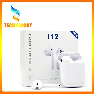 Tai nghe bluetooth không dây nhét tai i12 cho điện thoại ios và android - shopcongnghe1088