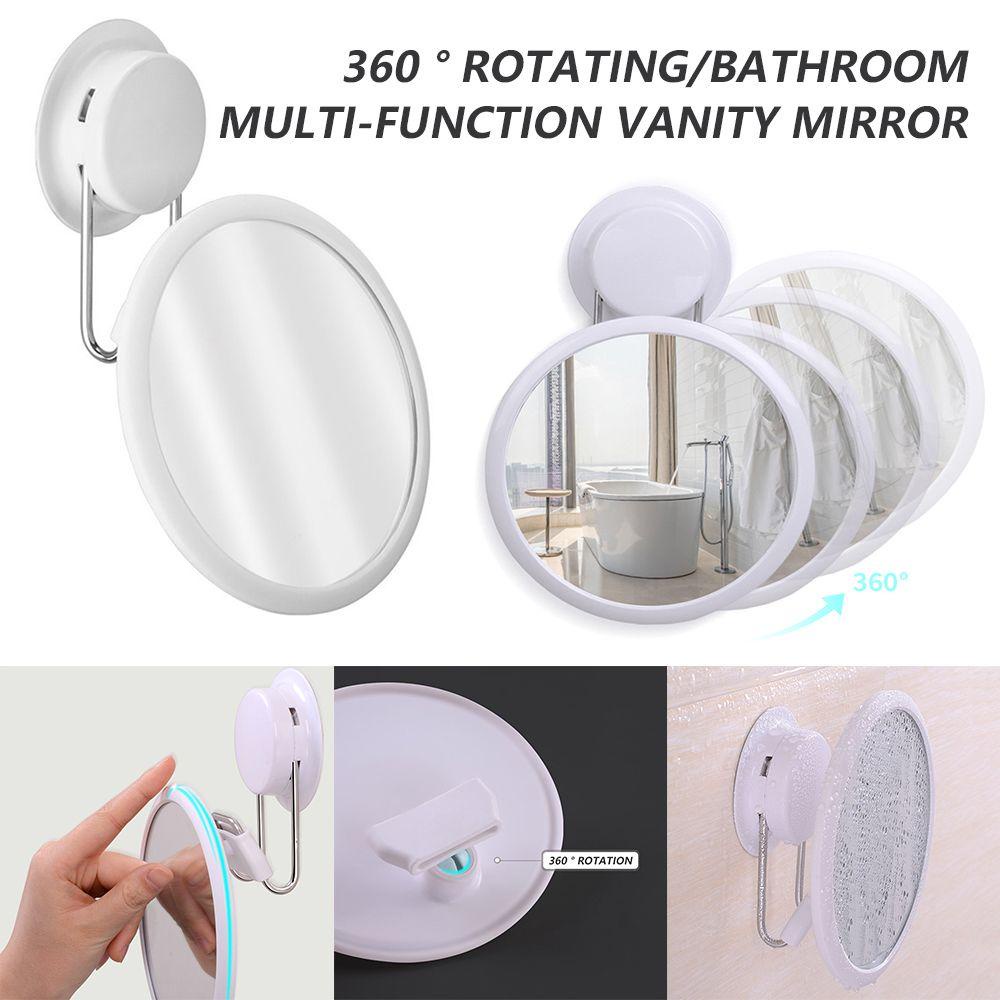 Gương Trang Điểm Xoay 360 Độ Tiện Dụng° Móc Treo Đồ Dùng Nhà Tắm Hình Tròn Có Giác Hút Chân Không Gắn Tường Tiện Dụng
