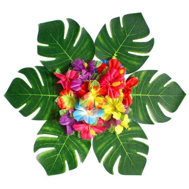 Set 12 Tấm Lót Bàn Ăn Hình Lá Cọ Phong Cách Hawaii Độc Đáo