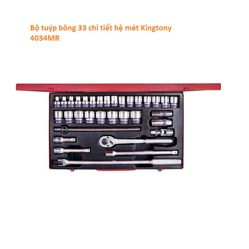 Bộ tuýp bông 33 chi tiết hệ mét Kingtony 4034MR