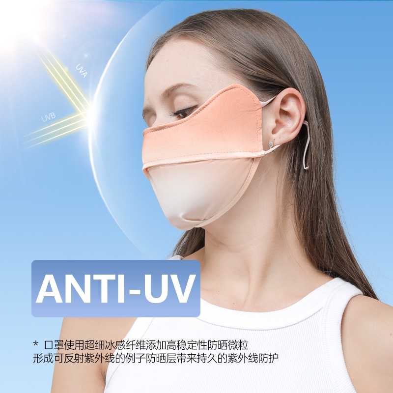 Khẩu Trang Chống Nắng Tia uv Ba Chiều Bằng Vải Lụa Mát Thoáng Khí Bảo Vệ Mắt Khi Đi Xe Đạp/Ngoài Trời Cho Nữ