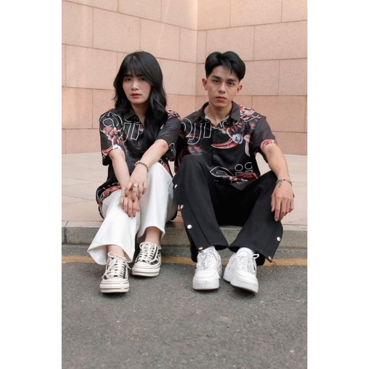 Áo Sơ Mi Tay Ngắn Unisex Cổ Bẻ Phong Cách Hàn Quốc Freesize