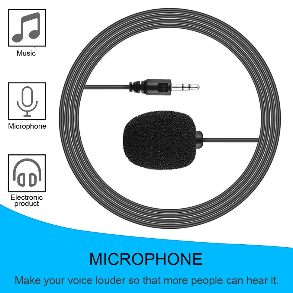 【SUN】Portable Size External 3.5mm Clip-on Lapel Lavalier Microphone For PC Laptop